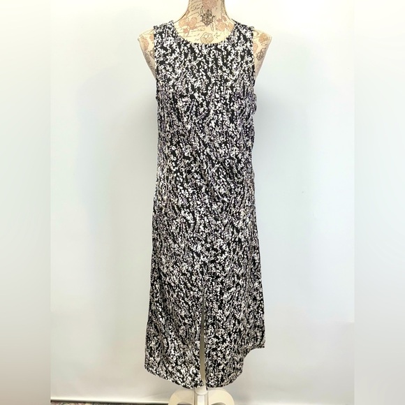 NORDSTROM RACK Black and white floral print  ruched front midi dress size XS. - Picture 1 of 13